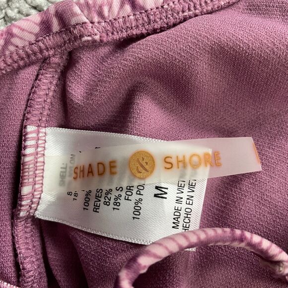 Shade & Shore Swimwear Bikini Top Womens Medium Multi Geometric Ruffle Spaghetti - Picture 10 of 14